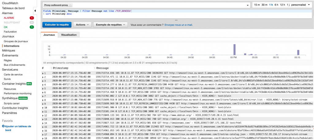 Figure 5: Analyse du journal d’accès avec CloudWatch Insight