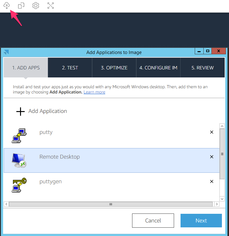 AppStream 2 - Bastion - Image Assistant Menu Controle