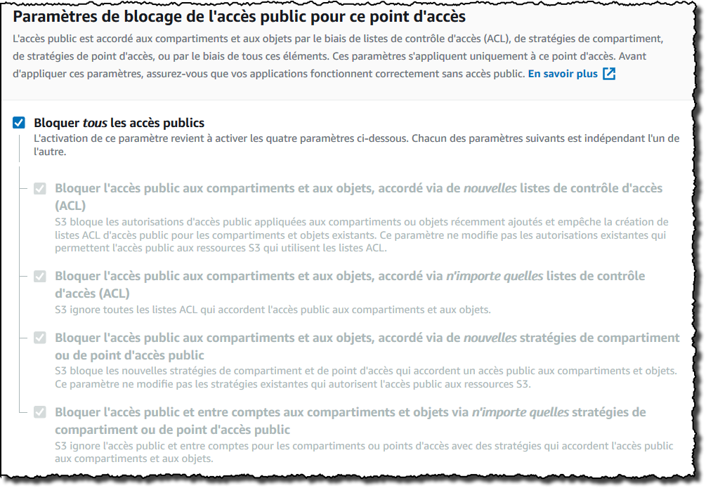 Configurer le bloqueur d'accès public pour le point d'accès.