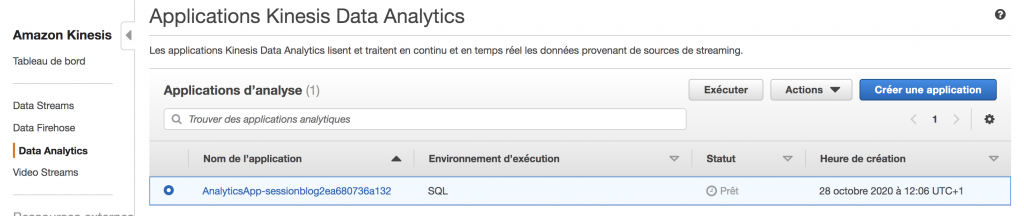 Amazon Kinesis - Détails de l'application