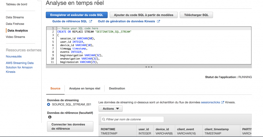 Amazon Kinesis - Test SQL