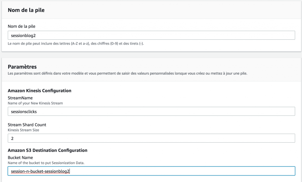 CloudFormations - Configuration screen part 1