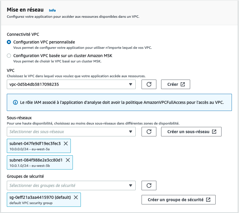 Kinesis Data Analytics VPC