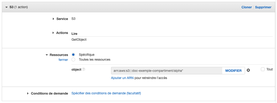 Figure 7a: ARN ajouté pour l’objet S3.