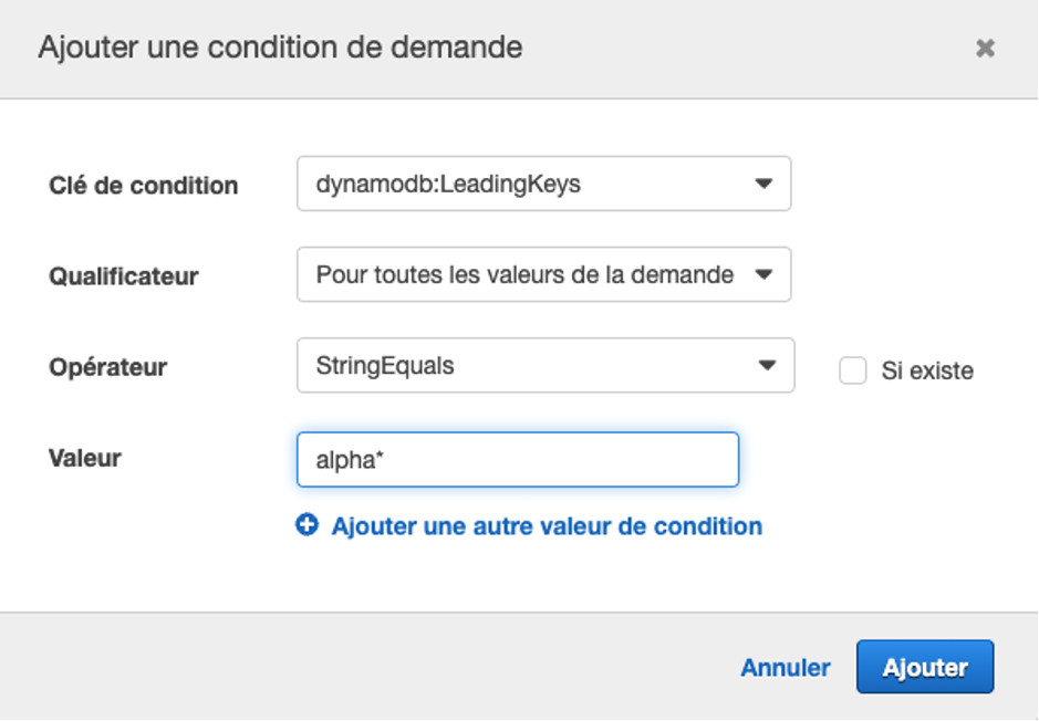 Figure 12 : Ajout d’une condition de demande.