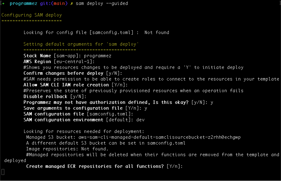 le tout premier déploiement avec SAM