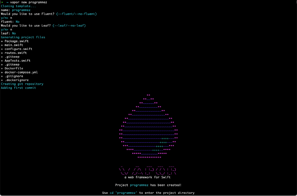 L’initialisation d’un nouveau projet Vapor