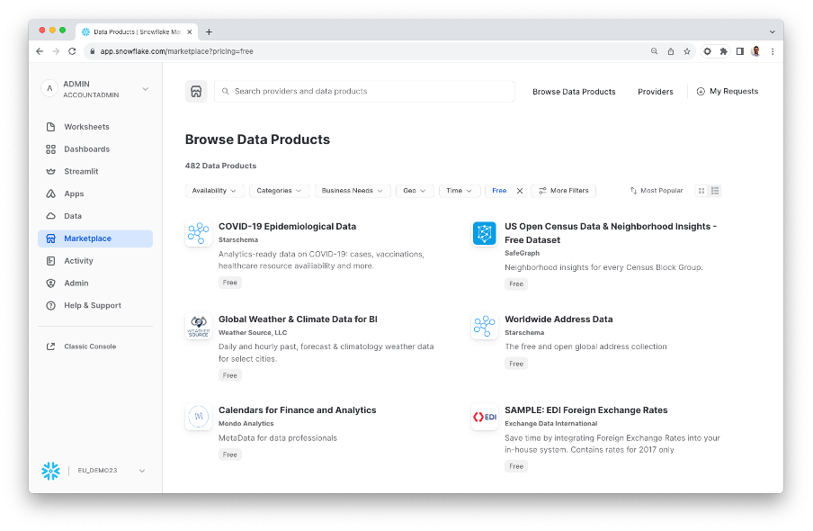 Marketplace Snowflake