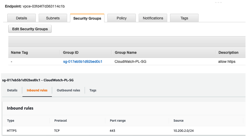 Security group untuk akses on-premise