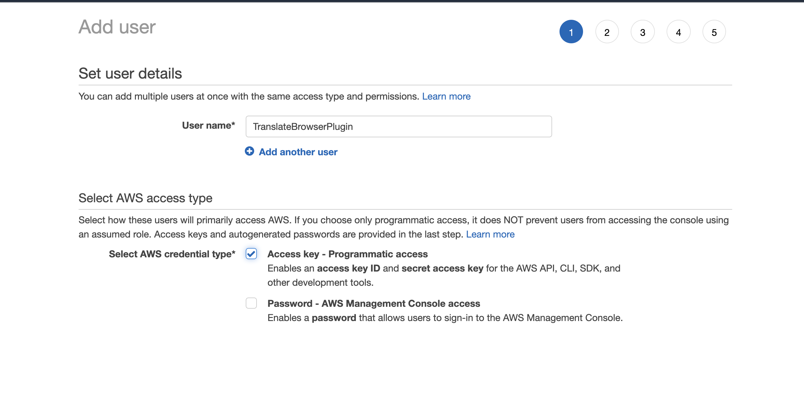 Memilih tipe akses pengguna