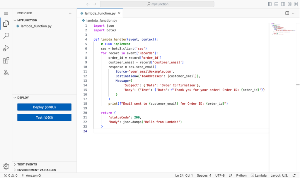 Gambar - Integrasi Lambda dan SES