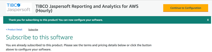 continue to configuration