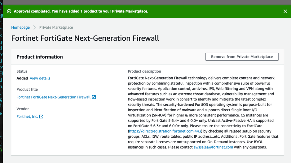 approve request AWS Marketplace Private Marketplace