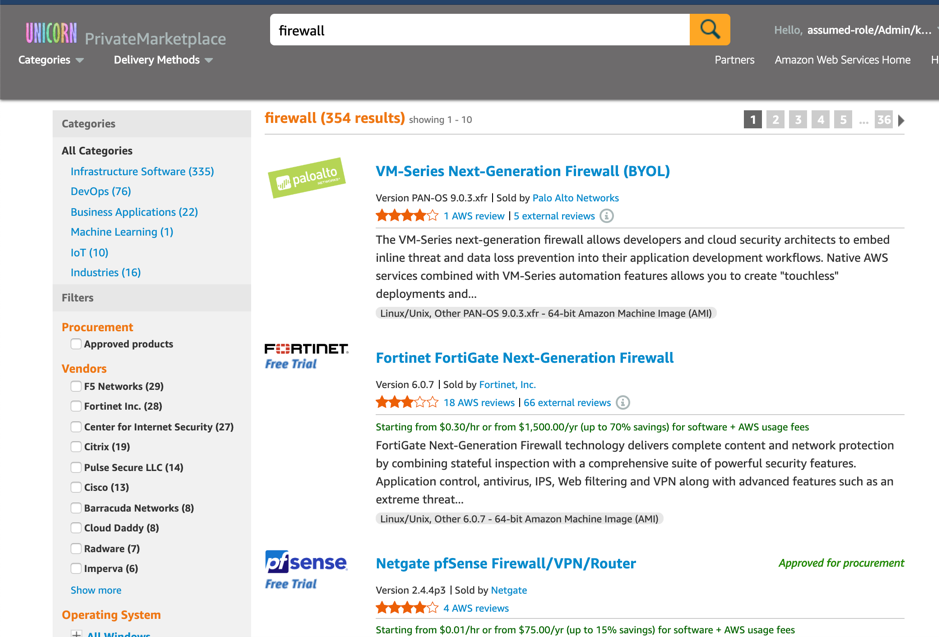 search AWS Marketplace