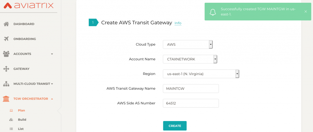Successful AWS Transit Gateway Aviatrix