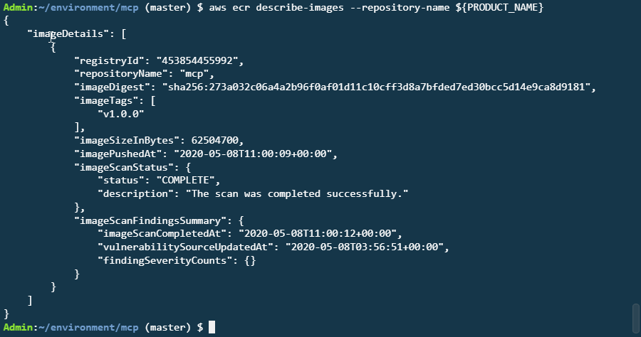 Docker image updated to Amazon ECR successfully
