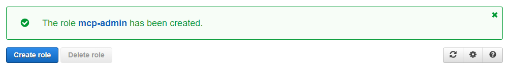 New role for the Cloud9 instance created successfully