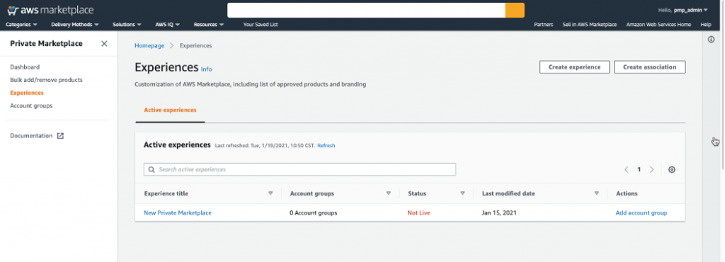 Private Marketplace Experience