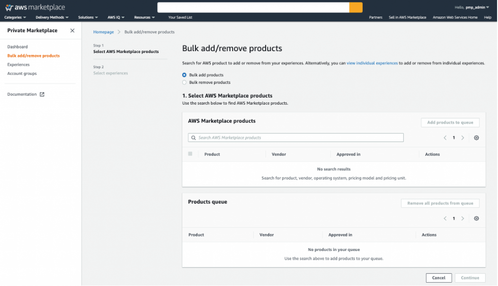 Private Marketplace Bulk Actions