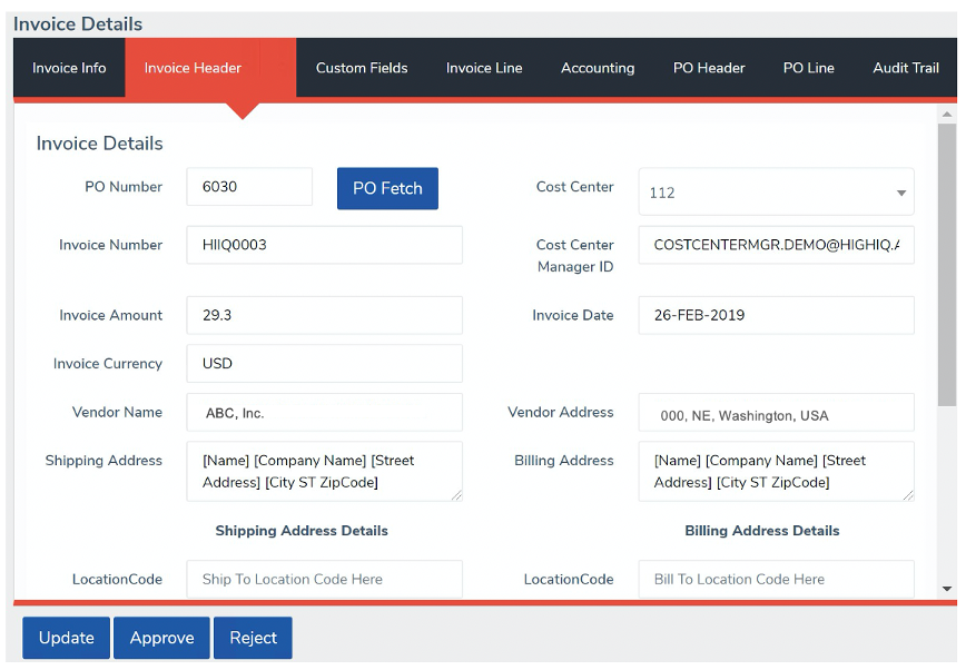 invoice extraction details Oscar HighIQ