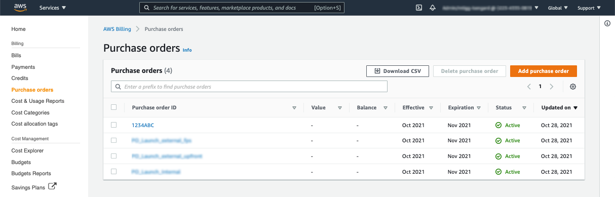 Purchase order console 