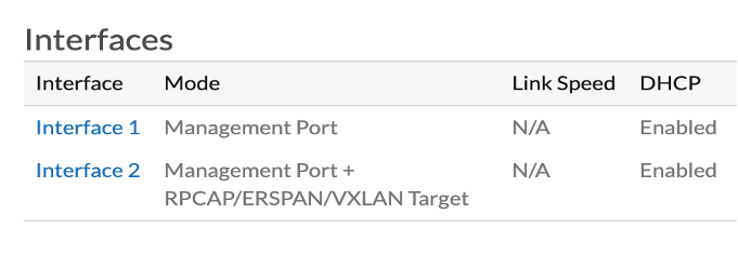 ExtraHop Reveal(x) 360 Sensor Interface Listing