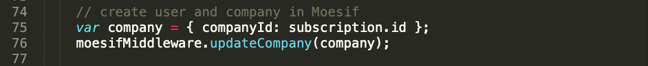 Code to map the Stripe subscription to the companyId in Moesif