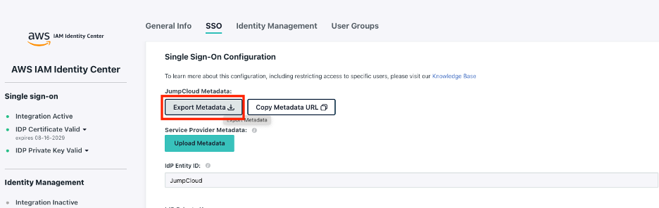 IAM Identity Center screen to setup external Identity provider