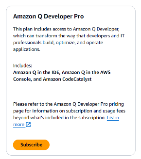 Subscribe to Amazon Q Developer Pro