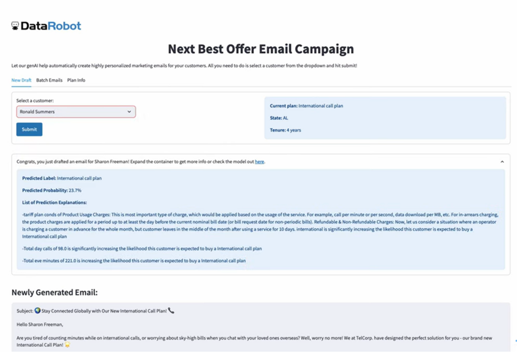 Example application that combines both predictive and generative AI