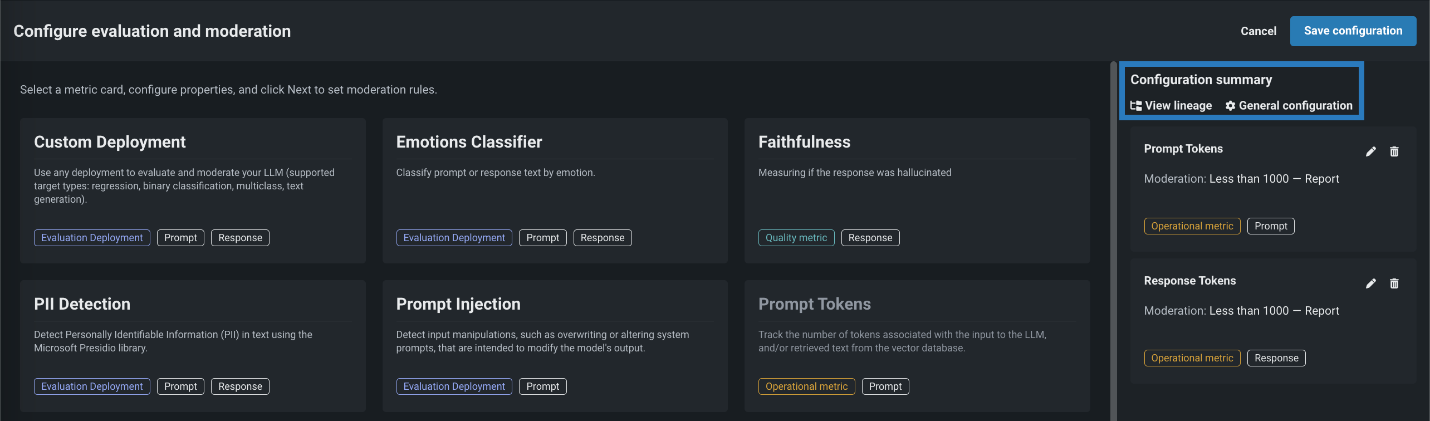 LLM evaluation metrics available in DataRobot
