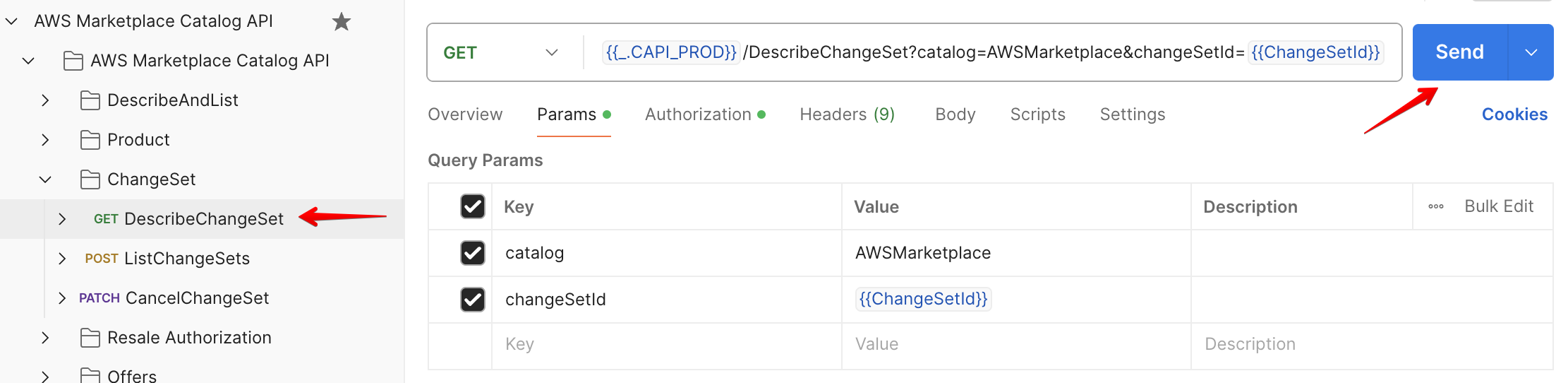 DescribeChangeSet API call
