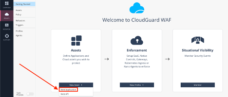 This image shows the welcome to CloudGuardWAF screen.