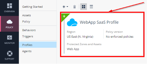 This image shows how to create a SaaS profile for a WebApp