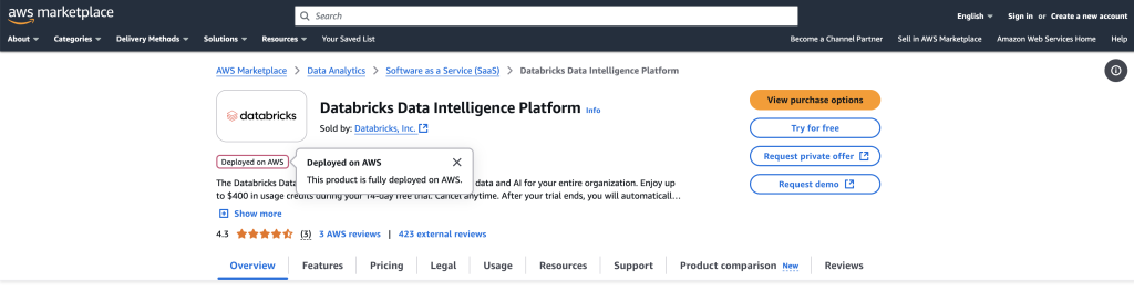 Deployed on AWS badge visibility in the AWS Marketplace Product Detail Page
