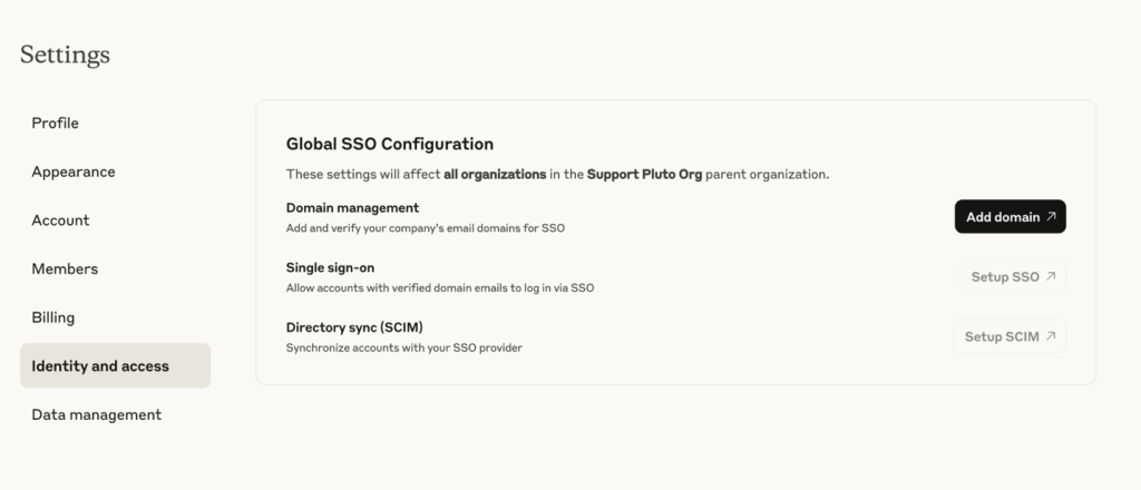 Image of the Identity and access configuration experience for Claude for *Enterprise