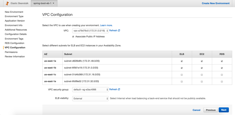 VPC Configuration Screenshot