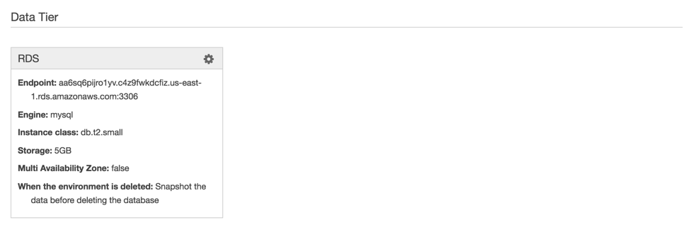 Data Tier Configuration Screenshot