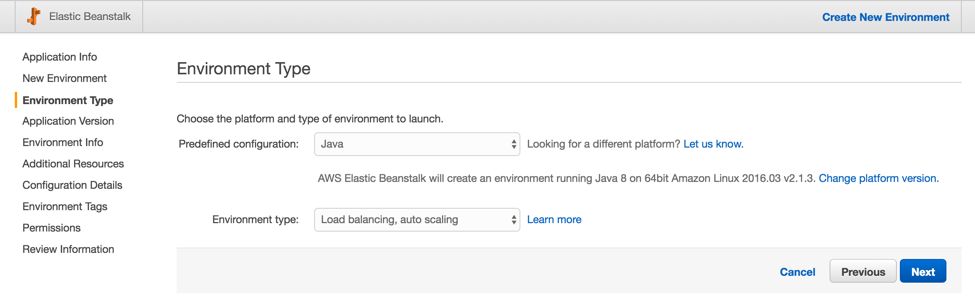 Environment Type Screenshot