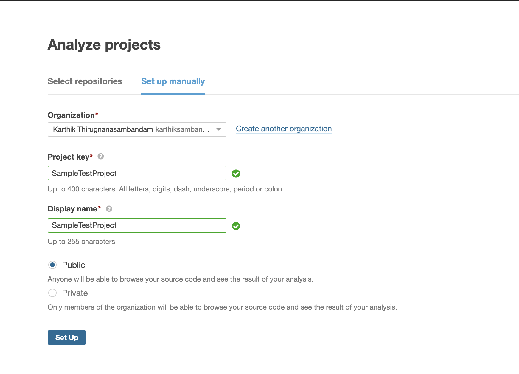 Analyze project setup on SonarCloud