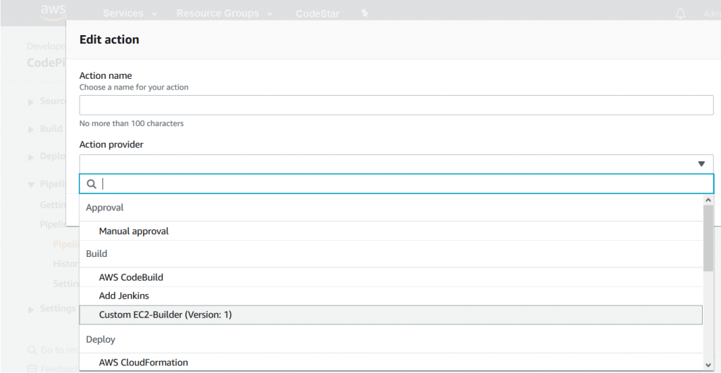 Adding custom action to the pipeline