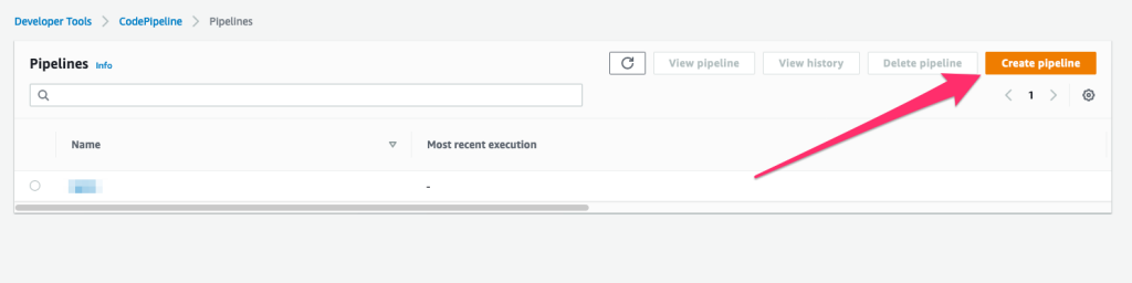 CodePipeline Create Pipeline from console.