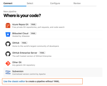 Pipeline configuration with repository