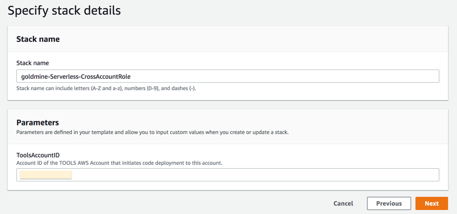 Specify designated tools account id