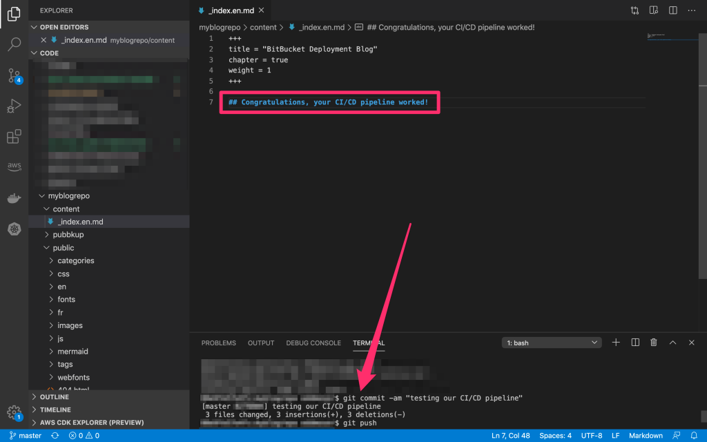make edits and push your changes to bitbucket.