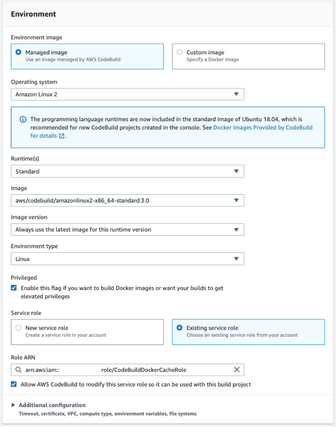 CodeBuildEnvironmentConfiguration