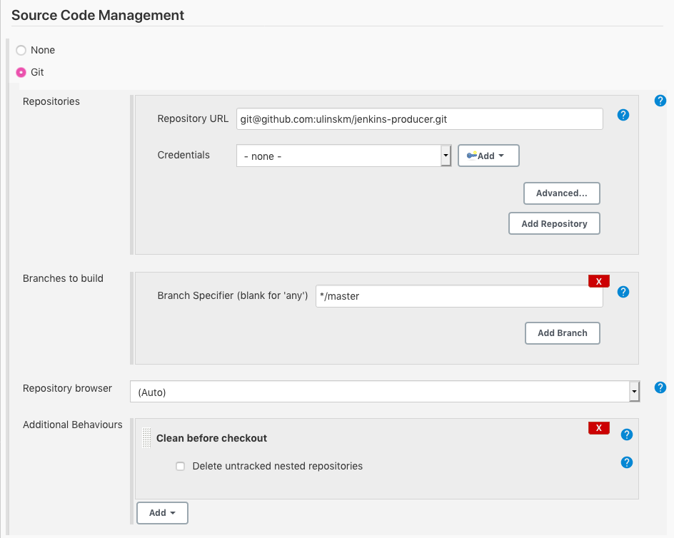 Jenkins source code managnment