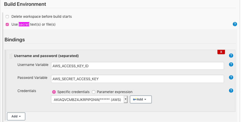 Jenkins credential binding
