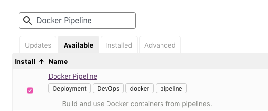 Jenkins plugins available tab